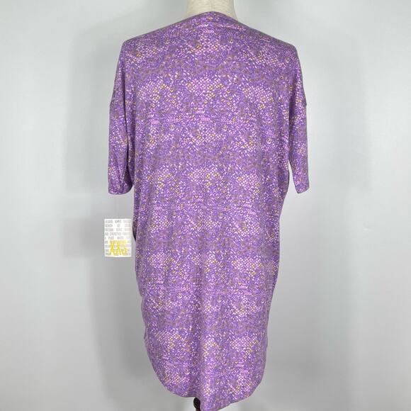Lularoe Irma Womens Tunic T Shirt High Low Mandala Floral Purple XXS NEW - Picture 4 of 13